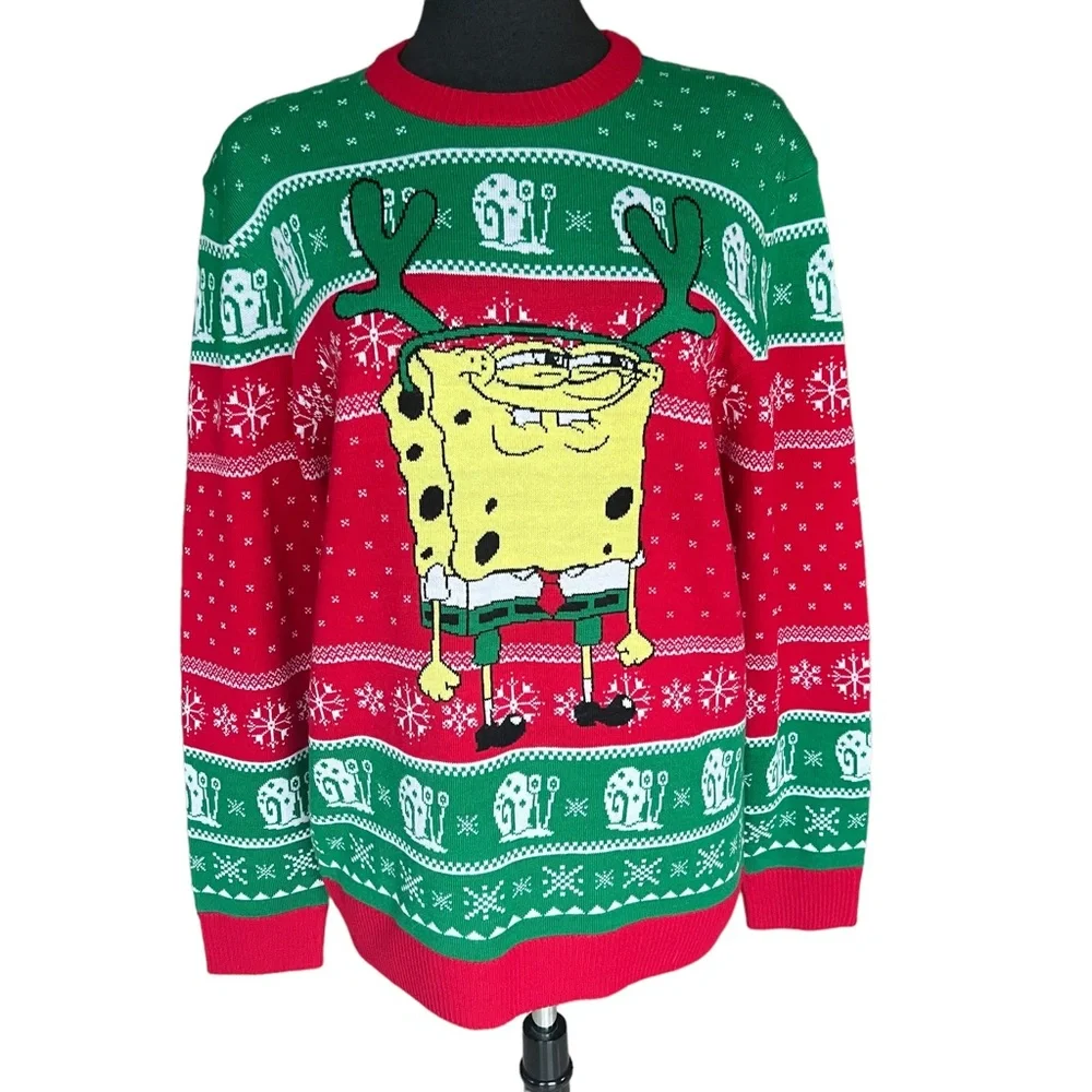 SPONGEBOB SQUARE PANTS CHRISTMAS HOLIDAY SWEATER UNISEX SIZE MEDIUM